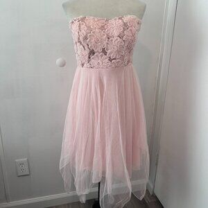 Deb Pink Floral Short Strapless Dress
